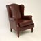 Antique Style Leather Wingback Armchair, Image 1