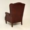 Antique Style Leather Wingback Armchair, Image 8