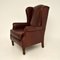 Antique Style Leather Wingback Armchair, Image 2