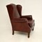 Antique Style Leather Wingback Armchair 4