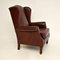 Antique Style Leather Wingback Armchair, Image 4