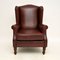 Antique Style Leather Wingback Armchair, Image 3