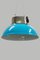 Large Industrial Oval Factory Lamp with Light Blue Lampshade, 1930s 4