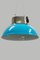 Large Industrial Oval Factory Lamp with Light Blue Lampshade, 1930s, Image 4
