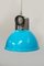 Large Industrial Oval Factory Lamp with Light Blue Lampshade, 1930s, Image 1