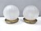 Italienische kugelförmige Mundgeblasene Glas Tischlampen im Venini Stil, 1980er, 2er Set 1