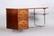 Art Deco Oak, Walnut & Chrome Model H-180 Writing Desk by Jindrich Halabala for Up Závody, 1930s 6