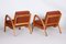Mid-Century Brown & Red Oak Armchairs by Jan Vanek, 1940s, Set of 2 2