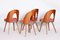 Czech Brown & Red Walnut Chairs by Architect Antonín Šuman, 1950s, Set of 4 5