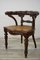 Chaise de Bureau en Bois, Cuir et Jonc, 1800s 1