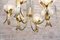 Mid-Century Solid Brass & Iridescent Molded Glass 6-Light Chandelier by Helena Tynell, 1960s 6