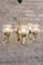 Mid-Century Solid Brass & Iridescent Molded Glass 6-Light Chandelier by Helena Tynell, 1960s 1