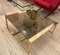 Brass and Smoked Glass Square Coffee Table, Italy 1970s 2