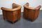 Club chair vintage in pelle color cognac, Olanda, set di 2, Immagine 5