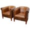 Club chair vintage in pelle color cognac, Olanda, set di 2, Immagine 1