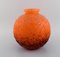 Grands Vases Art Déco Ronds en Verre Orange par Schneider, France, Set de 2 4