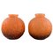 Grands Vases Art Déco Ronds en Verre Orange par Schneider, France, Set de 2 1