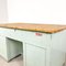 Industrieller Vintage Schreibtisch aus Holz in Hellblau 14