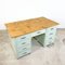 Industrieller Vintage Schreibtisch aus Holz in Hellblau 2