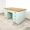 Industrieller Vintage Schreibtisch aus Holz in Hellblau 6