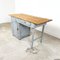 Kleiner Industrieller Vintage Schreibtisch aus Grau Lackiertem Holz 9