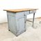 Small Vintage Industrial Grey Painted Wooden Desk 3