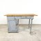Small Vintage Industrial Grey Painted Wooden Desk 1