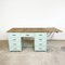 Vintage Industrial Painted Wooden Desk with Extendable Top 5