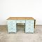 Bureau Vintage Industriel en Bois Peint avec Plateau Extensible 1