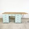 Vintage Industrial Painted Wooden Desk with Extendable Top 5
