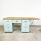 Vintage Industrial Painted Wooden Desk with Extendable Top, Image 5