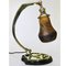 Messing Pate De Verre Marmor Tischlampe mit Glasschirm, 1910er 7