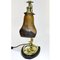 Brass Pate De Verre Glass Shade Marble Table Lamp, 1910s 5