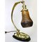 Messing Pate De Verre Marmor Tischlampe mit Glasschirm, 1910er 6