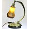 Brass Pate De Verre Glass Shade Marble Table Lamp, 1910s 3