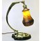 Brass Pate De Verre Glass Shade Marble Table Lamp, 1910s 4