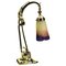 Art Deco Brass Pate De Verre Glass Shade Table Lamp, 1910s 1