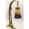 Art Deco Brass Pate De Verre Glass Shade Table Lamp, 1910s 3