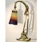Art Deco Brass Pate De Verre Glass Shade Table Lamp, 1910s 4