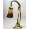 Art Deco Brass Pate De Verre Glass Shade Table Lamp, 1910s 2