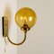 Blown Amber Glass and Brass Wall Lights from Limburg Glashütte, 1960s, Set of 2 14