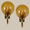 Blown Amber Glass and Brass Wall Lights from Limburg Glashütte, 1960s, Set of 2 2