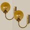 Blown Amber Glass and Brass Wall Lights from Limburg Glashütte, 1960s, Set of 2 8