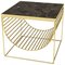 Tavolino in marmo marrone e acciaio dorato, Immagine 1