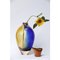Skulpturale Vase aus geblasenem Glas in Blau & Bernsteingelb von Pia Wüstenberg für Forma 5