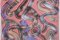 Pennellate nere su salmone, pittura astratta su carta, pastello moderno, 2021, Immagine 7