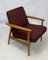 Armchair by M. Zieliński in Burgundy Fabric, 1960s, Image 9