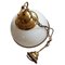 Lámpara colgante Mid-Century de latón y vidrio lechoso, Imagen 3