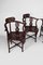 Asian Carved Inlaid Wood Armchairs, Early 20th Century, Set of 4 2