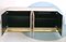 Vintage American Pastel Chevron Wood Plinth Base Ello Sideboard with Brass & Gold Metal Handles 8